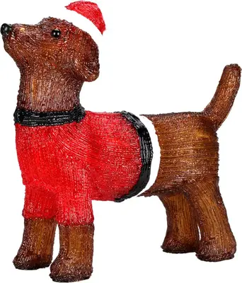 Kerstfiguur LED hond met 40 lampjes 38cm - afbeelding 1
