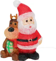 Kerstfiguur LED kerstman en rendier met LED-verlichting 39cm - afbeelding 1