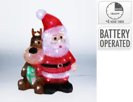 Kerstfiguur LED kerstman en rendier met LED-verlichting 39cm - afbeelding 2