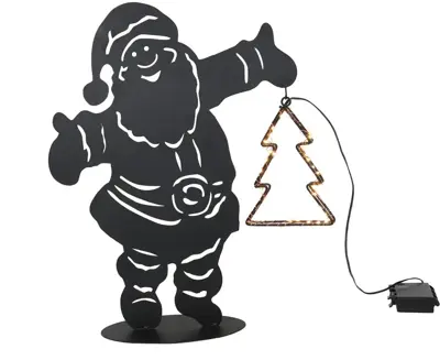 Kerstfiguur LED kerstman met boom 45 lampjes 45cm - afbeelding 1