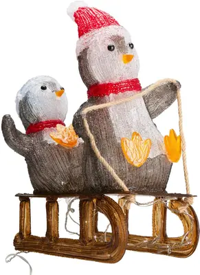 Kerstfiguur LED pinguïn met 90 lampjes 46cm - afbeelding 3
