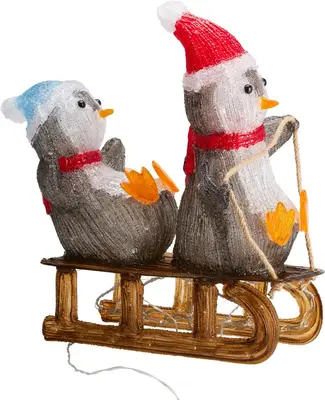 Kerstfiguur LED pinguïn met 90 lampjes 46cm - afbeelding 2