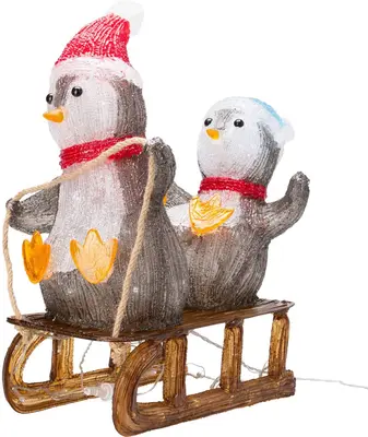 Kerstfiguur LED pinguïn met 90 lampjes 46cm - afbeelding 1