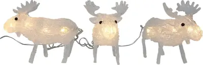 Kerstfiguur LED set 3 elanden acryl 12cm, warm wit - afbeelding 1