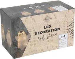 Kerstfiguur LED set 3 pinguïns acryl 14cm, warm wit - afbeelding 2