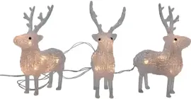 Kerstfiguur LED set 3 rendieren acryl 17cm, warm wit - afbeelding 1