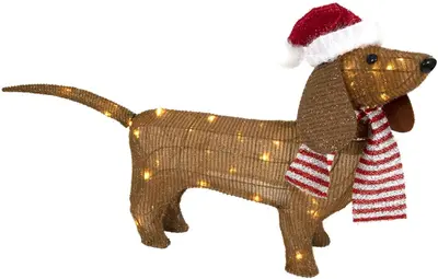 Kerstfiguur LED teckel 45 lampjes 45cm - afbeelding 1