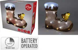 Kerstfiguur LED vogel op laars 28cm - afbeelding 3