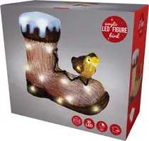Kerstfiguur LED vogel op laars 28cm - afbeelding 2