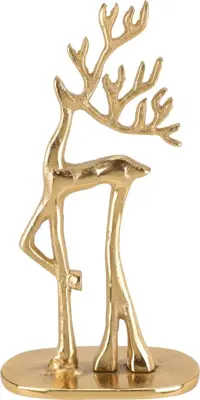 Kerstfiguur metaal rendier staand 10.5x6x20.5cm goud