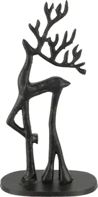 Kerstfiguur metaal rendier staand 10.5x6x20.5cm zwart
