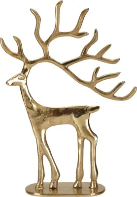 Kerstfiguur metaal rendier staand 23x8x31.5cm goud