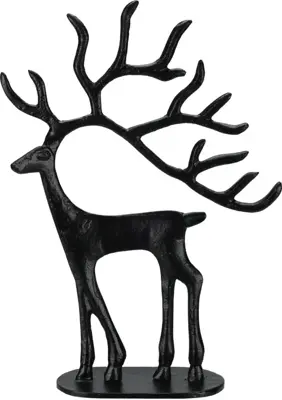 Kerstfiguur metaal rendier staand 23x8x31.5cm zwart