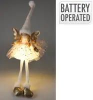 Kerstfiguur polyester engel led 22x18x60cm goud, roze