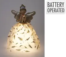 Kerstfiguur polyester engel led 22x22x36cm goud