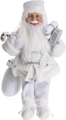 Kerstfiguur polyester kerstman 24x14x47cm wit