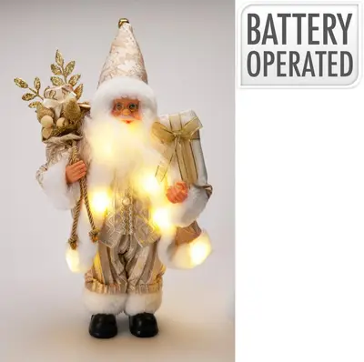 Kerstfiguur polyester kerstman led 10x20x30cm goud