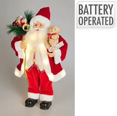 Kerstfiguur polyester kerstman led 20x35x60cm rood