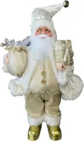 Kerstfiguur polyester kerstman met zak 15x10x30cm goud, wit kopen?