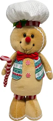 Kerstfiguur polyester peperkoek man 16x11x43cm bruin