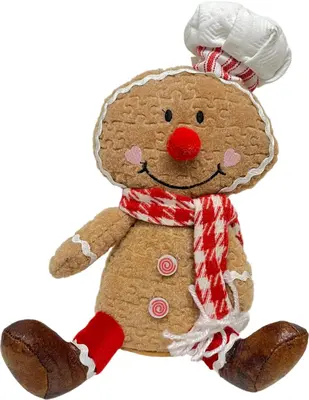 Kerstfiguur polyester peperkoek man 16x6x26cm bruin