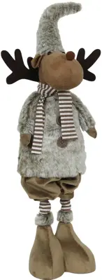 Kerstfiguur polyester rendier telescoop 17x11x66cm bruin