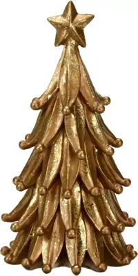 Kerstfiguur polystone kerstboom 11x11x21cm goud