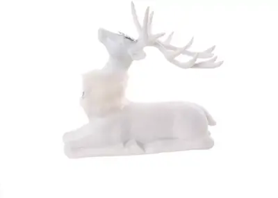 Kerstfiguur polystone rendier 22.7x11.9x20.4cm wit