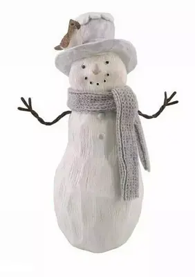 Kerstfiguur polystone sneeuwman 12.5x8x18.5cm wit
