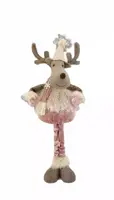 Kerstfiguur stof eland staand 26x19x52cm roze - afbeelding 1