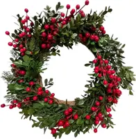Kerstkrans bes 40cm rood - afbeelding 1