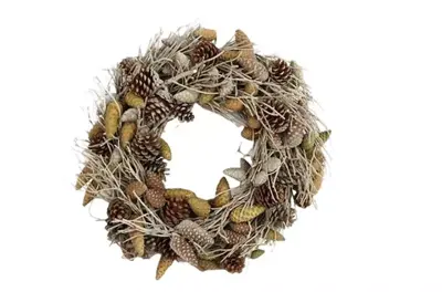 Kerstkrans pinea mix d25cm naturel - afbeelding 1