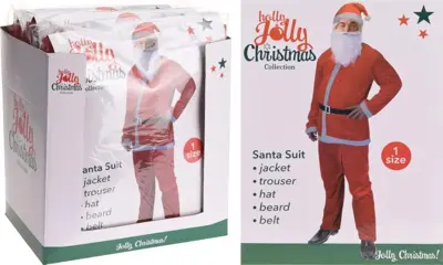 Kerstman kostuum man 5-delig rood, wit 