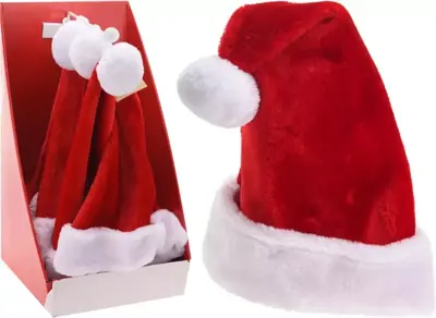 Kerstmuts deluxe rood, wit  - afbeelding 2