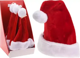 Kerstmuts deluxe rood, wit  - afbeelding 2