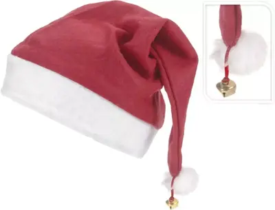 Kerstmuts met bel rood, wit 