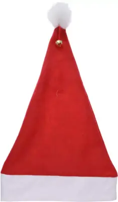 Kerstmuts met bel rood, wit 