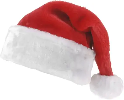 Kerstmuts pluche rood, wit 