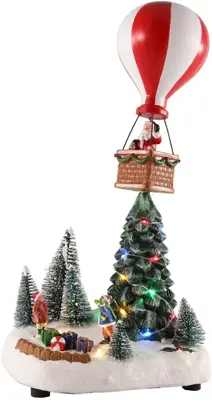 Kerstscene met luchtballon led 35,5cm 3xaa adaptor connection - afbeelding 1