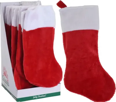 Kerstsok deluxe rood, wit 