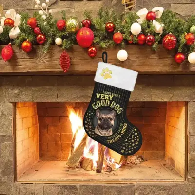 Kerstsok french bulldog l37b30cm - afbeelding 2