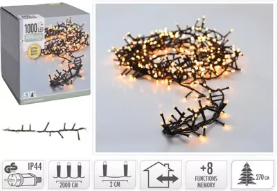 Kerstverlichting 1000 LED microcluster extra warm wit 20 meter - afbeelding 1