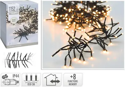 Kerstverlichting 1152 LED cluster warm wit 8,5 meter - afbeelding 1