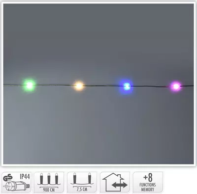 Kerstverlichting 120 LED multi color draad 9 meter - afbeelding 1