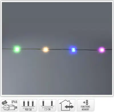 Kerstverlichting 120 LED multi color draad 9 meter - afbeelding 1