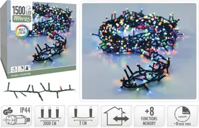 Kerstverlichting 1500 LED microcluster multicolor 30 meter - afbeelding 2
