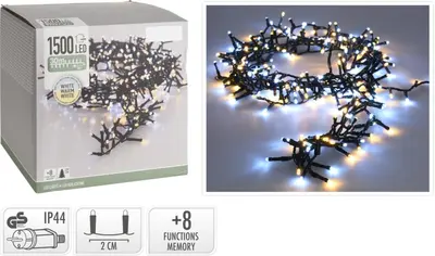 Kerstverlichting 1500 LED microcluster wit/warm-wit 30 meter - afbeelding 1