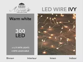 Kerstverlichting 300 LED warm wit ivy zilverdraad 6,75 meter - afbeelding 1