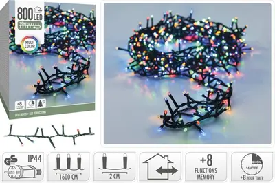 Kerstverlichting 800 LED microcluster multicolor 16 meter - afbeelding 1