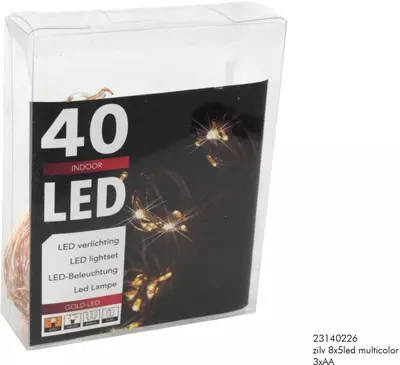 Kerstverlichting 8x5 LED multi color zilverdraad cascade 8x50 cm - afbeelding 1
